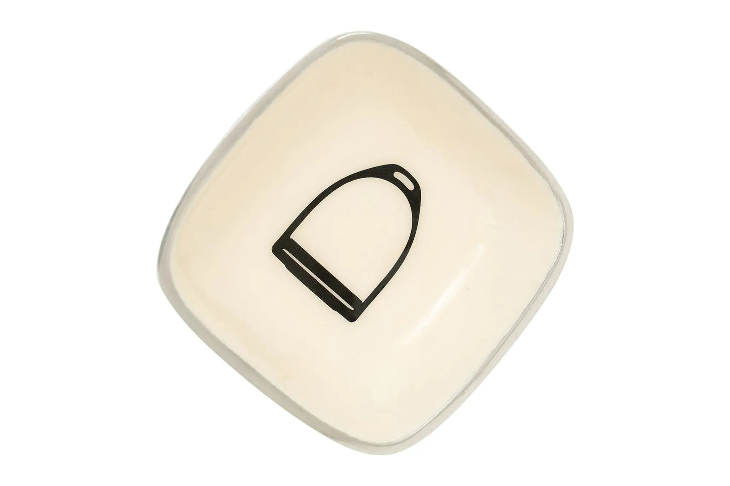 Huntley Equestrian Small Square White Bowl with Stirrup Design - Tampa Home & Garden Store