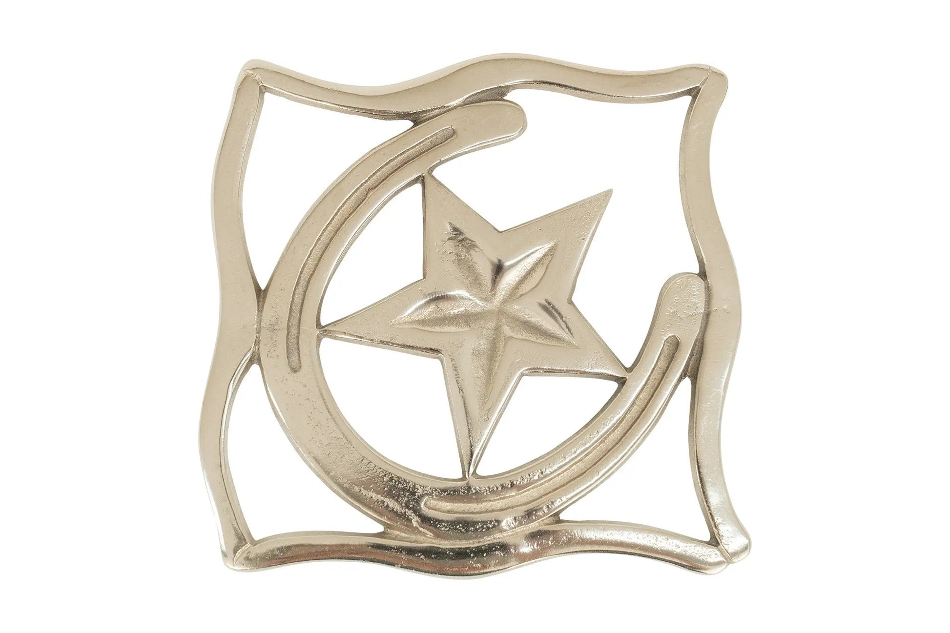 Huntley Equestrian Star with Horse shoe Silver Square Trivet - Tampa Home & Garden Store
