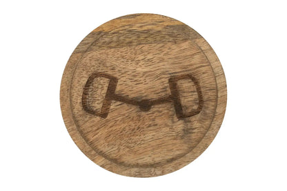 Huntley Equestrian wooden coaster with decorative bit design, natural wood finish on Tampa Home & Garden Store