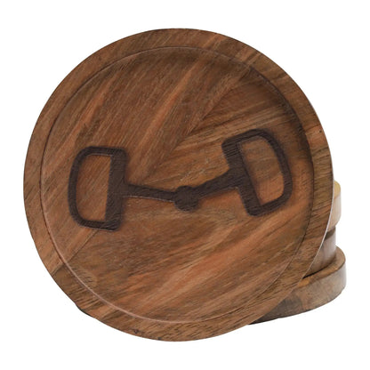 Huntley Equestrian wooden coasters set of 4 with decorative bit design on Tampa Home & Garden Store