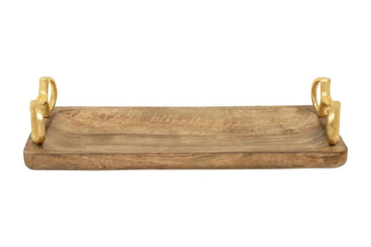 Huntley Equestrian wooden rectangle tray with gold bit handles on Tampa Home & Garden Store