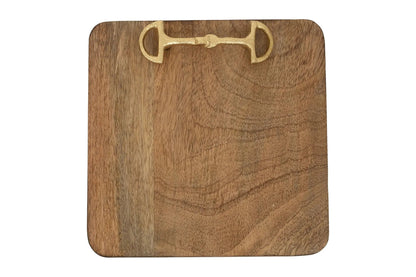 Huntley Equestrian Wooden Square Tray with Gold Bit - Tampa Home & Garden Store