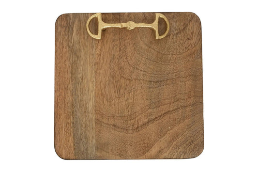 Huntley Equestrian Wooden Square Tray with Gold Bit - Tampa Home & Garden Store