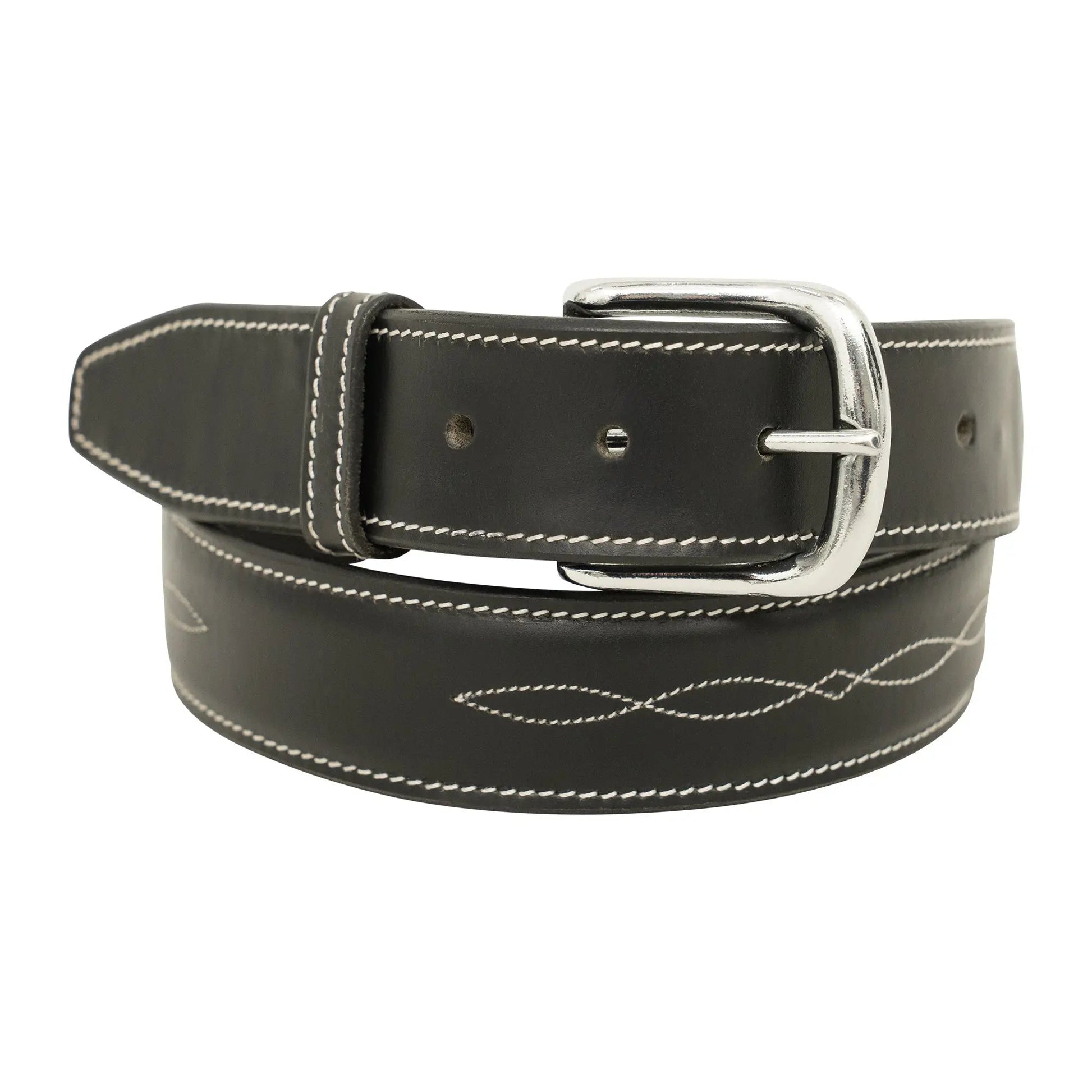 Huntley Fancy Stitched Ladies  1.5" Inch wide belt, Black - Tampa Home & Garden Store