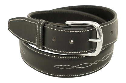 Huntley Fancy Stitched Ladies  1.5" Inch wide belt, Black - Tampa Home & Garden Store