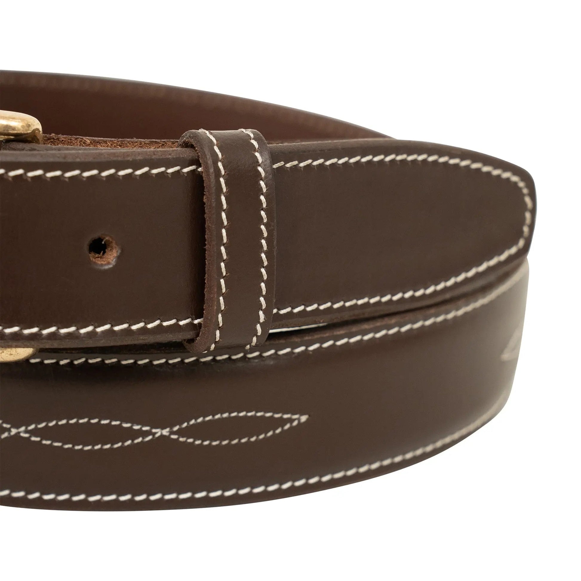 Huntley Fancy Stitched Ladies  1.5" Inch wide belt, Brown - Tampa Home & Garden Store