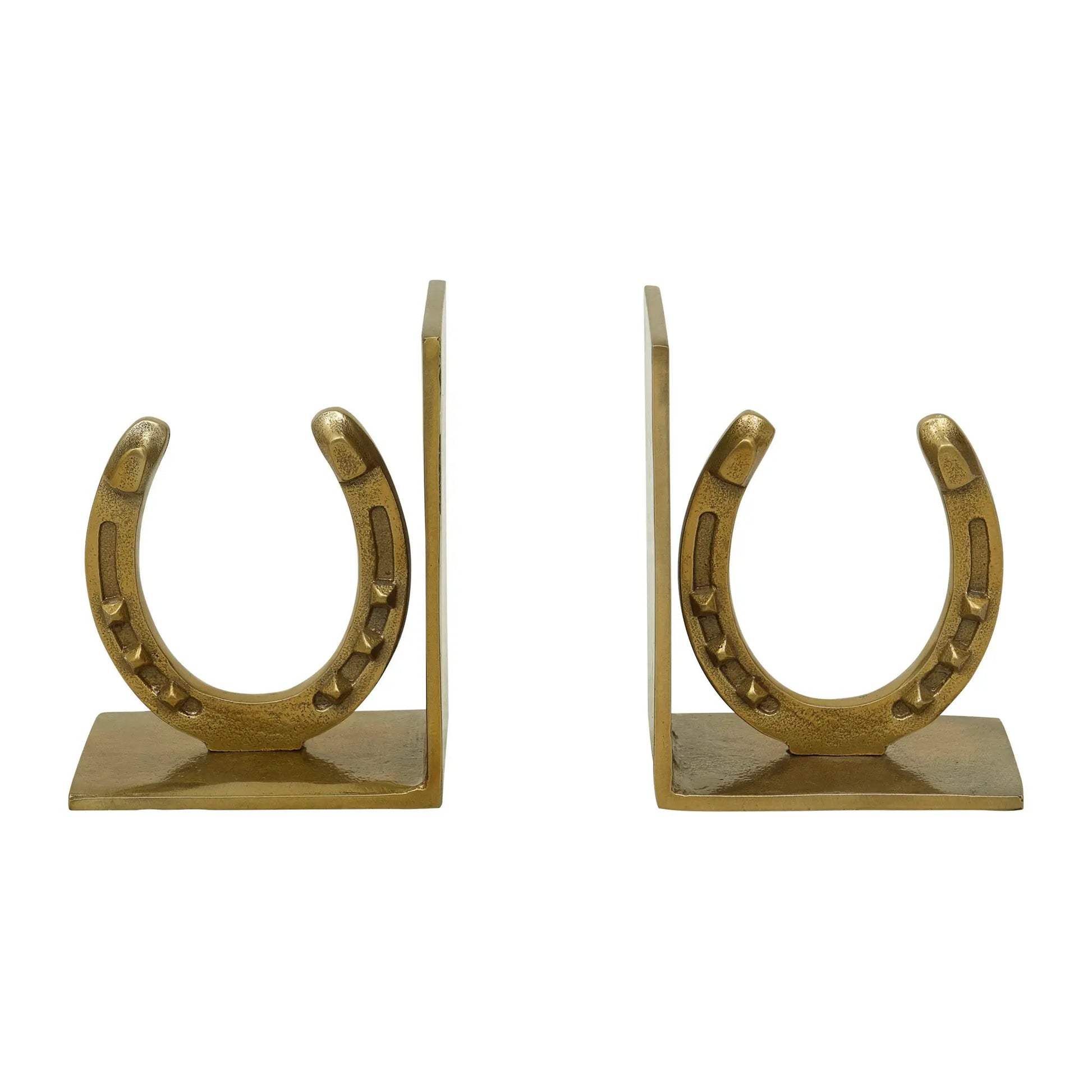 Huntley Horse shoe Bookends, Pair, Brass Antique Finish - Tampa Home & Garden Store