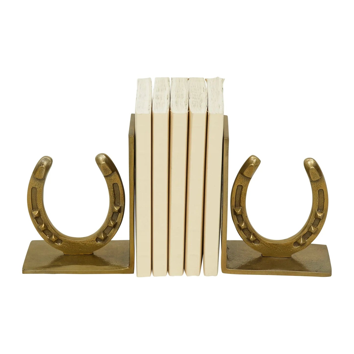 Huntley Horse shoe Bookends, Pair, Brass Antique Finish - Tampa Home & Garden Store