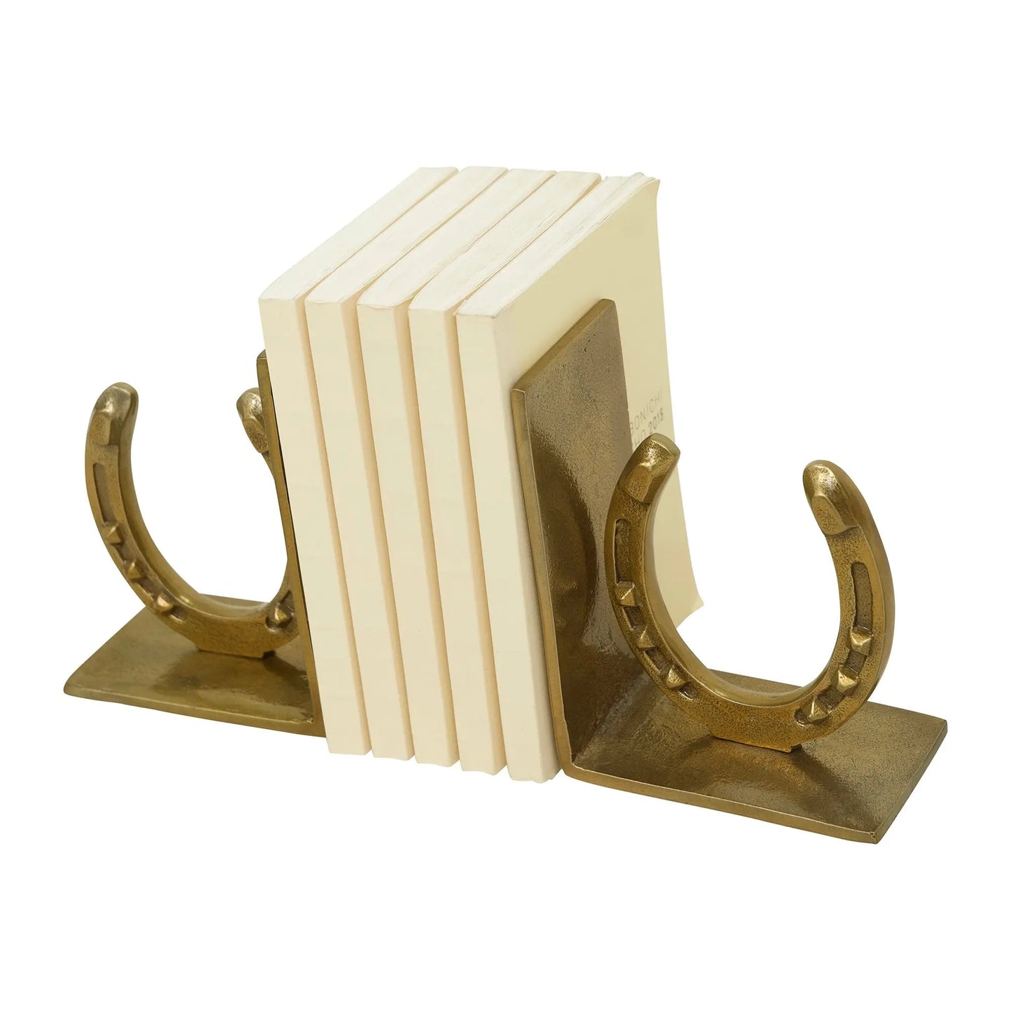 Huntley Horse shoe Bookends, Pair, Brass Antique Finish - Tampa Home & Garden Store