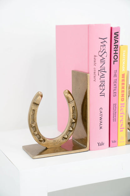 Huntley Horse shoe Bookends, Pair, Brass Antique Finish - Tampa Home & Garden Store