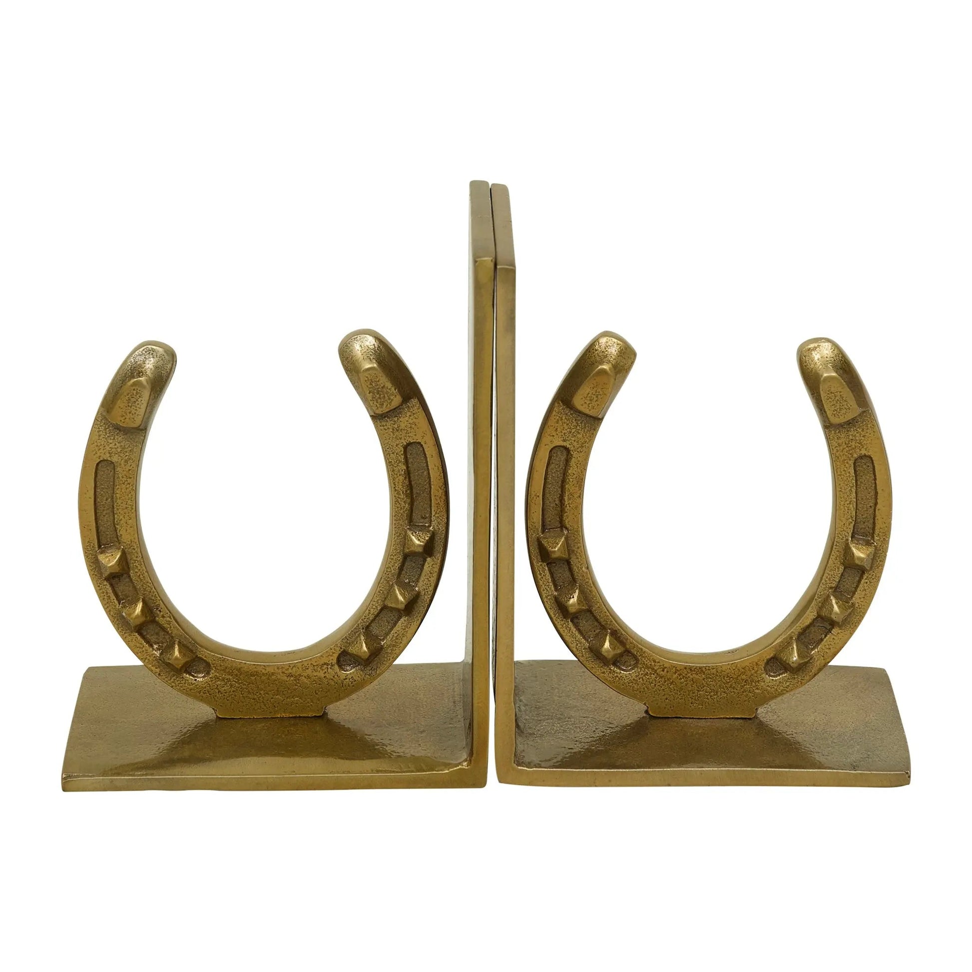 Huntley Horse shoe Bookends, Pair, Brass Antique Finish - Tampa Home & Garden Store
