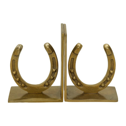Huntley Horse shoe Bookends, Pair, Brass Antique Finish - Tampa Home & Garden Store