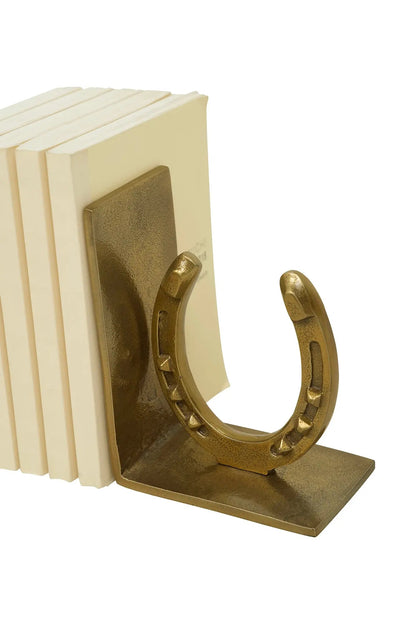 Huntley Horse shoe Bookends, Pair, Brass Antique Finish - Tampa Home & Garden Store