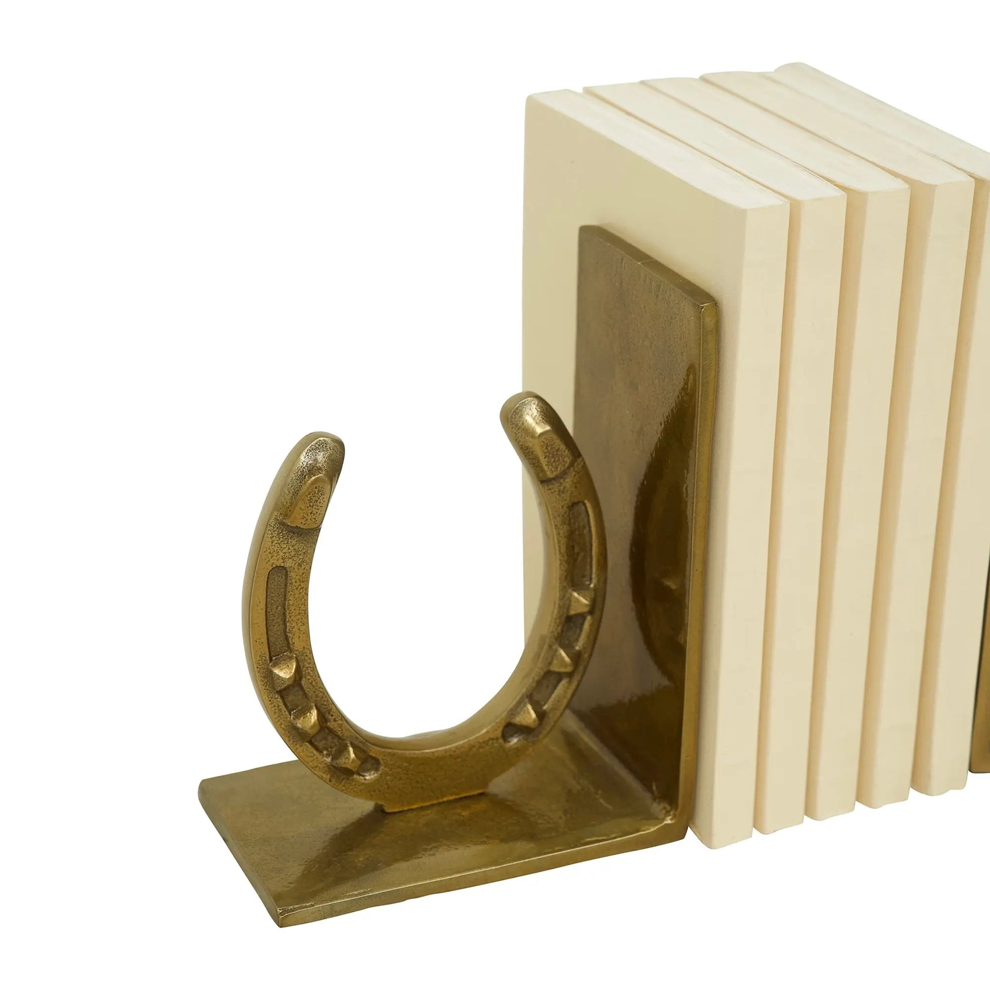 Huntley Horse shoe Bookends, Pair, Brass Antique Finish - Tampa Home & Garden Store