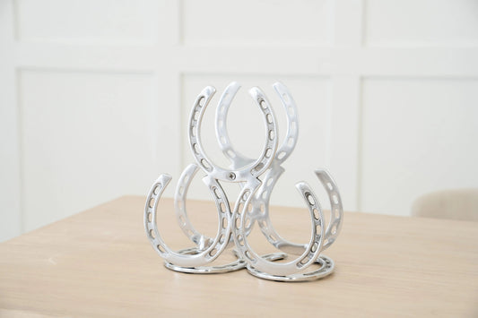 Huntley Horseshoe 3-Bottle Wine Rack, Aluminum Silver Finish - Tampa Home & Garden Store