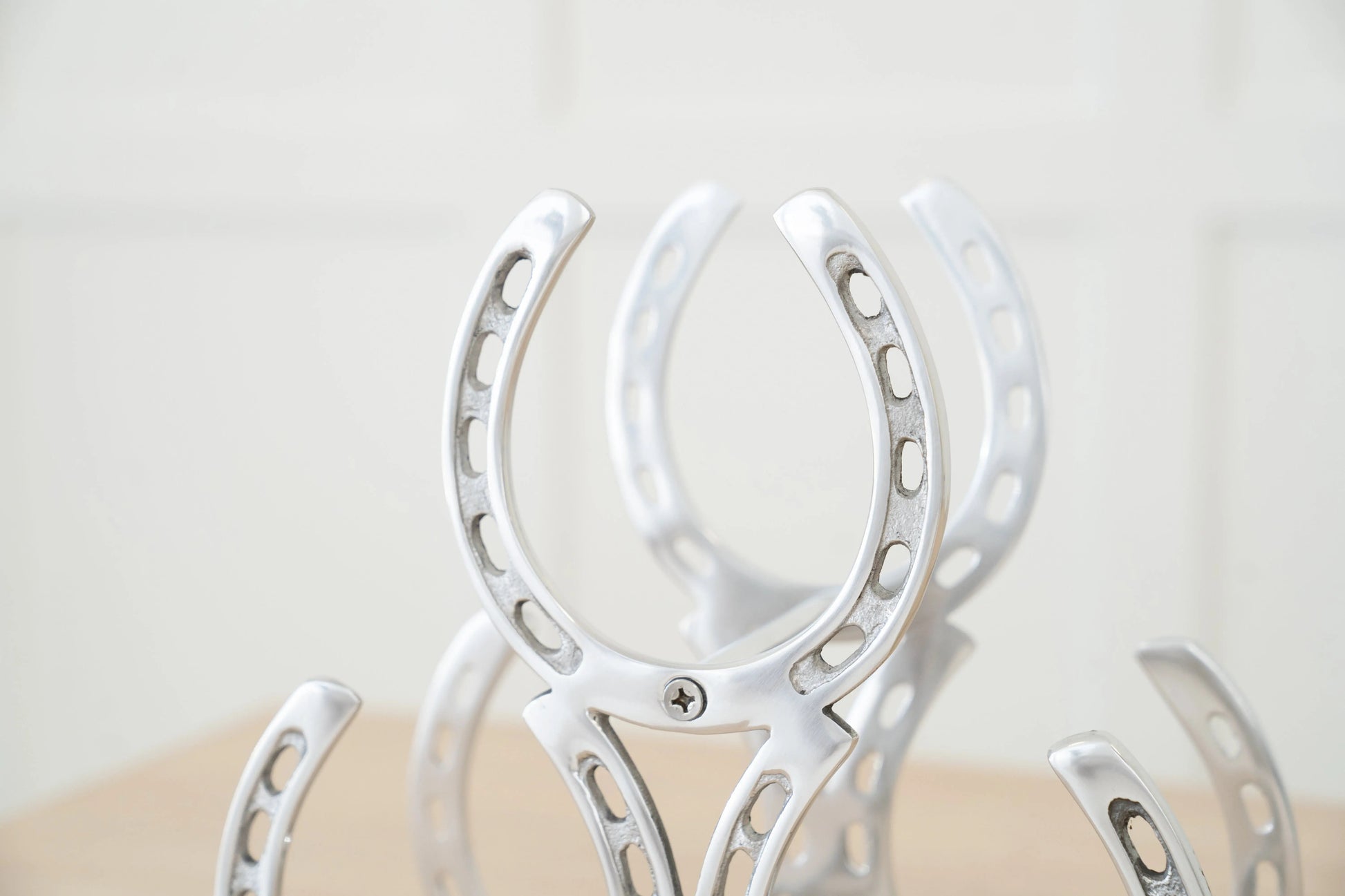 Huntley Horseshoe 3-Bottle Wine Rack, Aluminum Silver Finish - Tampa Home & Garden Store