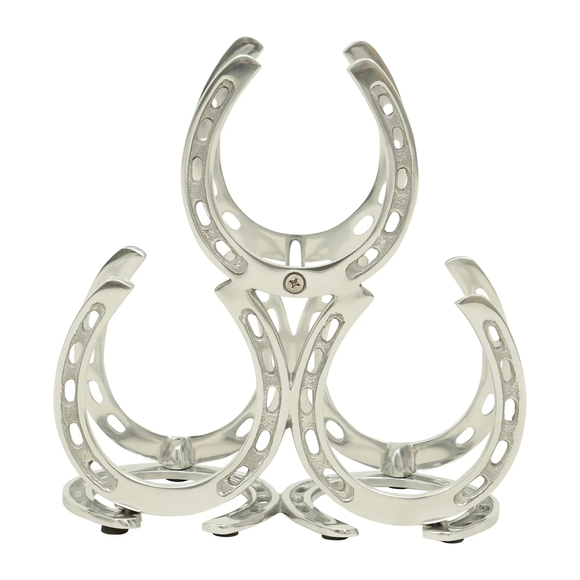 Huntley Horseshoe 3-Bottle Wine Rack, Aluminum Silver Finish - Tampa Home & Garden Store