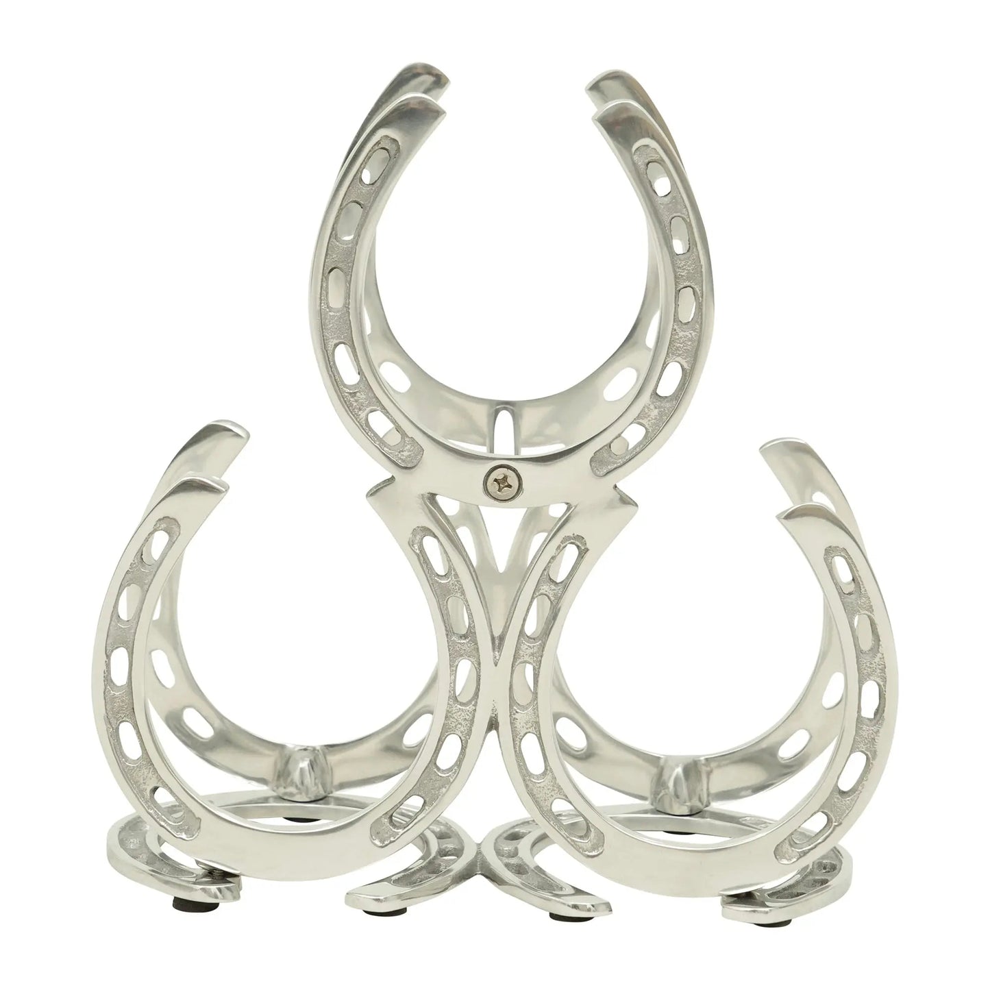 Huntley Horseshoe 3-Bottle Wine Rack, Aluminum Silver Finish - Tampa Home & Garden Store