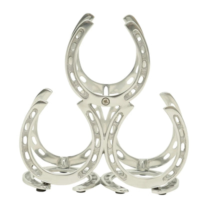Huntley Horseshoe 3-Bottle Wine Rack, Aluminum Silver Finish - Tampa Home & Garden Store
