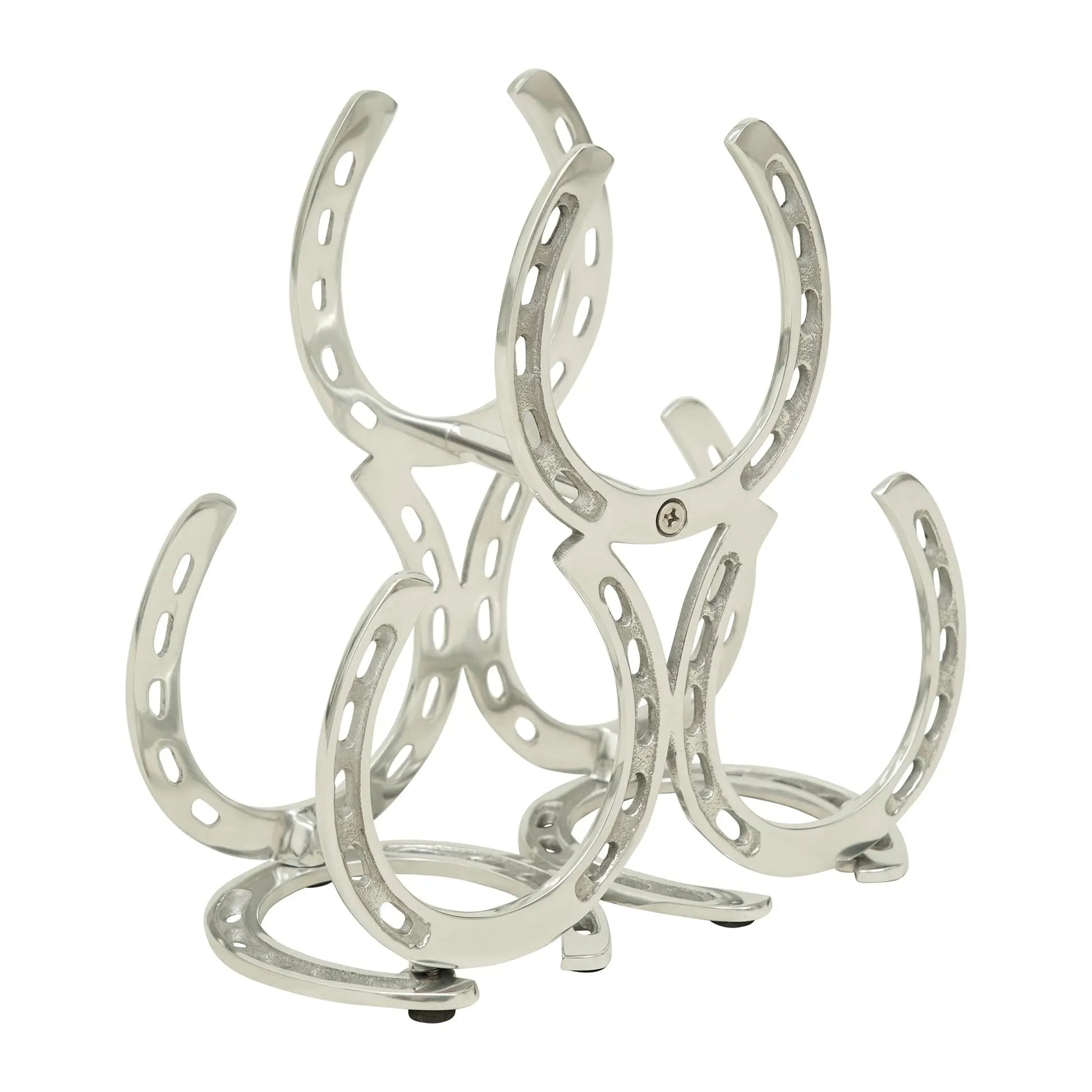 Huntley Horseshoe 3-Bottle Wine Rack, Aluminum Silver Finish - Tampa Home & Garden Store