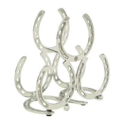 Huntley Horseshoe 3-Bottle Wine Rack, Aluminum Silver Finish - Tampa Home & Garden Store