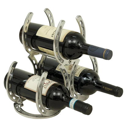 Huntley Horseshoe 3-Bottle Wine Rack, Aluminum Silver Finish - Tampa Home & Garden Store