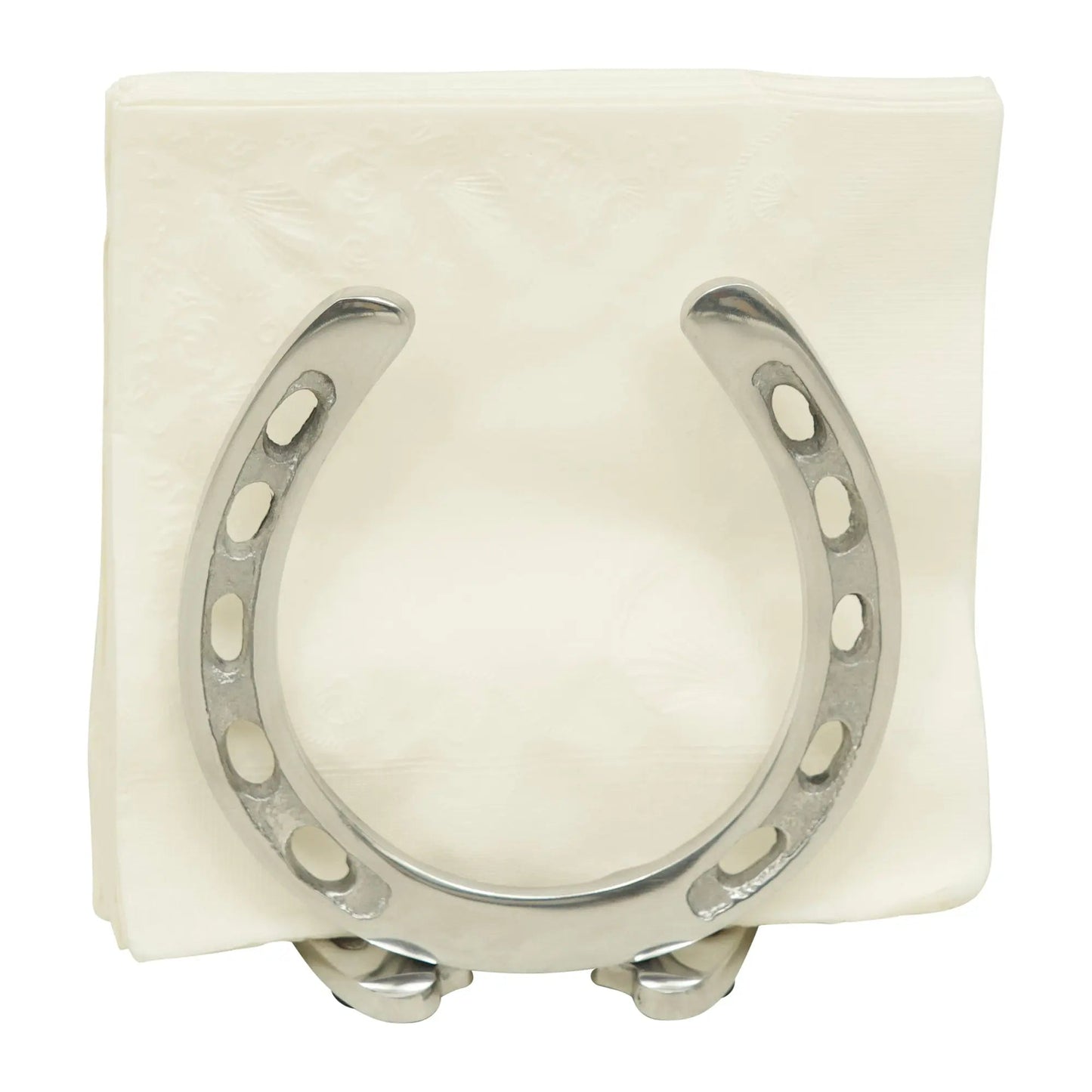Huntley Horseshoe Napkin Holder, Aluminum Silver Finish - Tampa Home & Garden Store