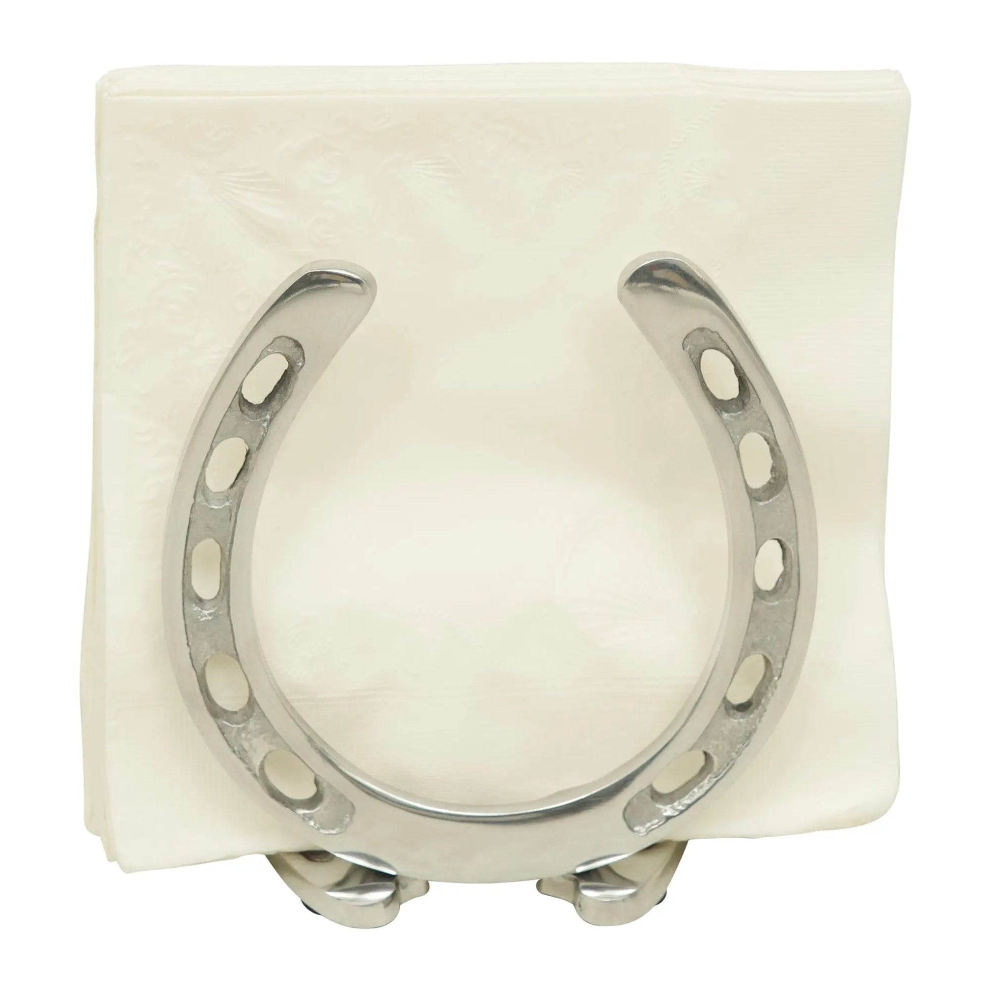Huntley Horseshoe Napkin Holder, Aluminum Silver Finish - Tampa Home & Garden Store