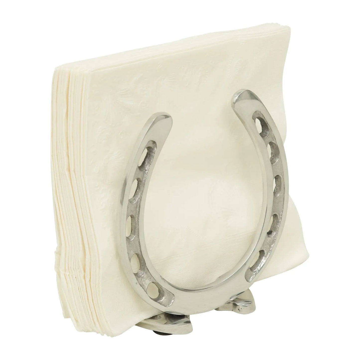 Huntley Horseshoe Napkin Holder, Aluminum Silver Finish - Tampa Home & Garden Store