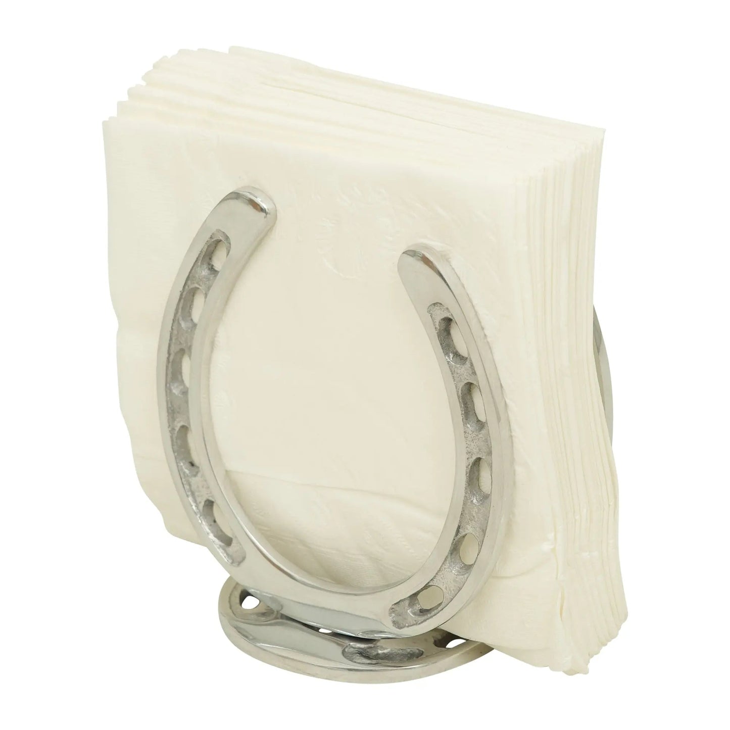 Huntley Horseshoe Napkin Holder, Aluminum Silver Finish - Tampa Home & Garden Store