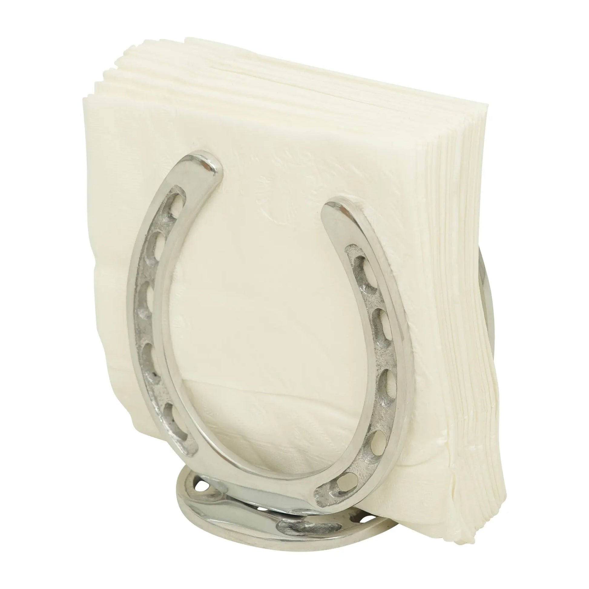 Huntley Horseshoe Napkin Holder, Aluminum Silver Finish - Tampa Home & Garden Store