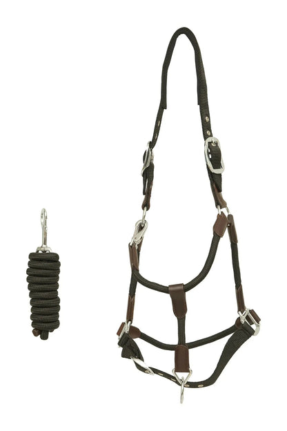 Huntley Nylon Halter and Removable Lead with Snap, Black - Tampa Home & Garden Store