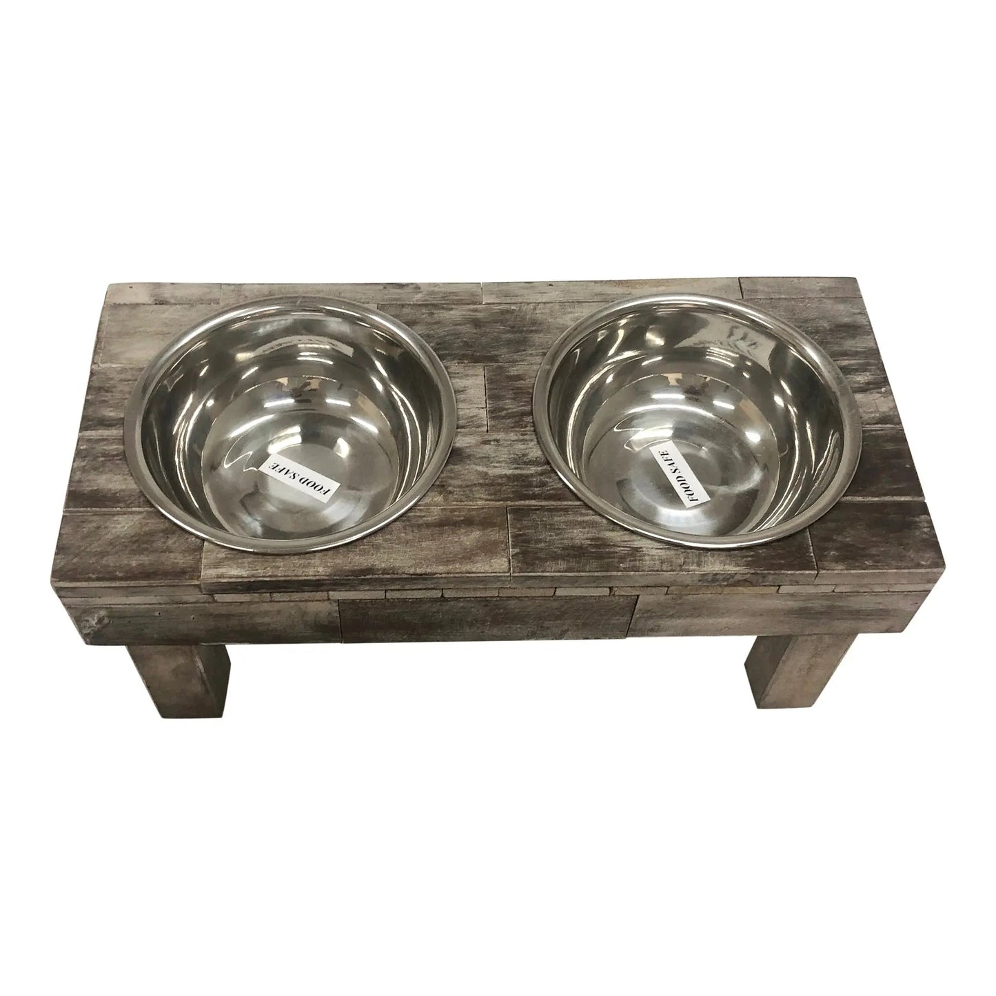 Huntley Pet Berjen Table Elevated Double Bowl Pet Feeder, Brown Wash - Tampa Home & Garden Store
