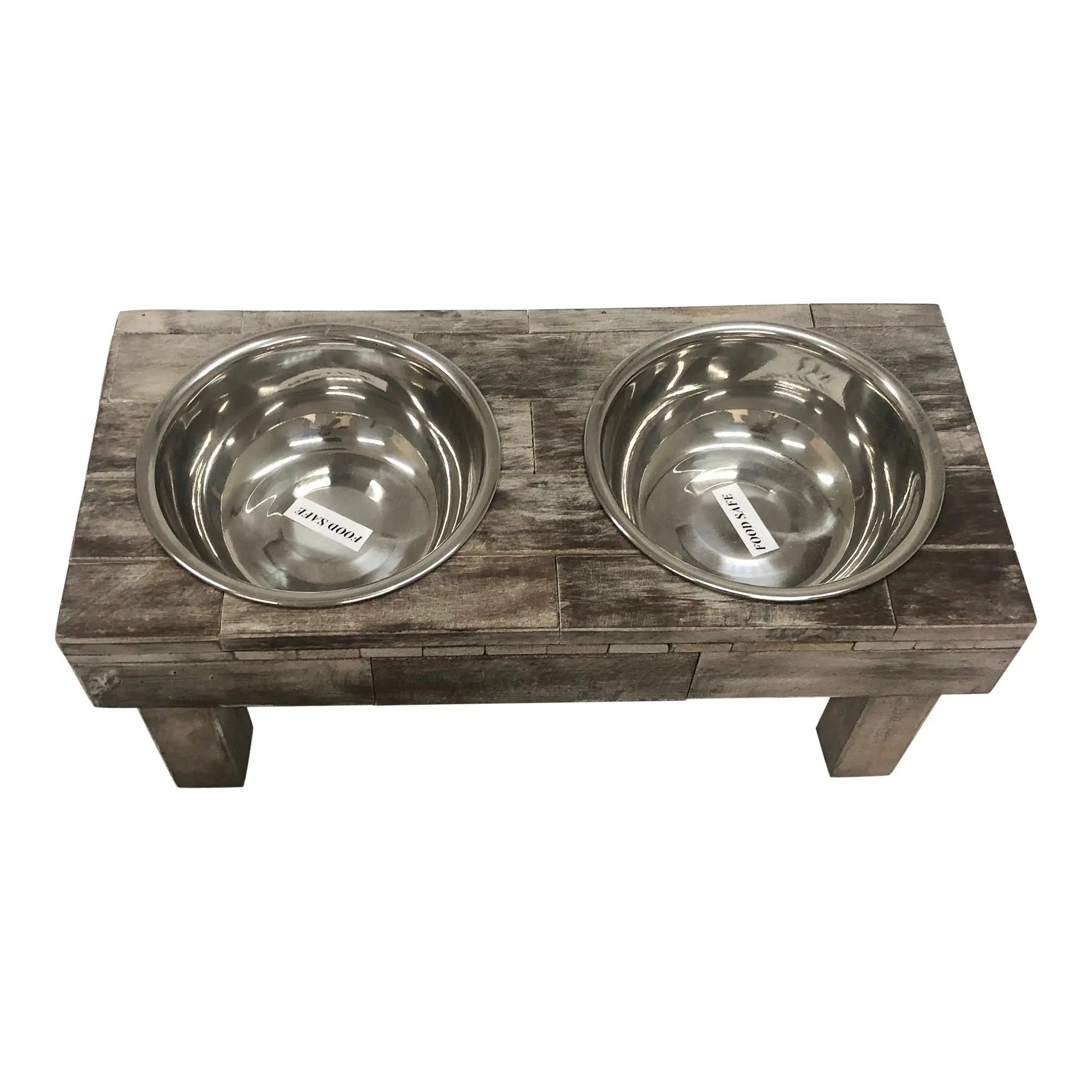 Huntley Pet Berjen Table Elevated Double Bowl Pet Feeder, Brown Wash - Tampa Home & Garden Store