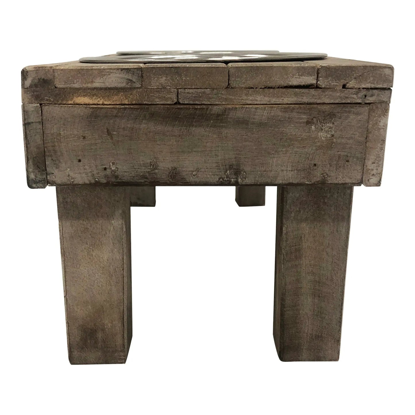 Huntley Pet Berjen Table Elevated Double Bowl Pet Feeder, Brown Wash - Tampa Home & Garden Store