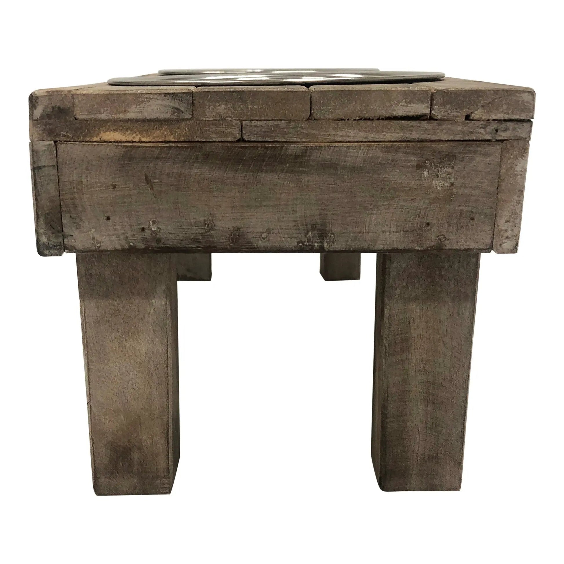 Huntley Pet Berjen Table Elevated Double Bowl Pet Feeder, Brown Wash - Tampa Home & Garden Store