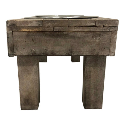 Huntley Pet Berjen Table Elevated Double Bowl Pet Feeder, Brown Wash - Tampa Home & Garden Store