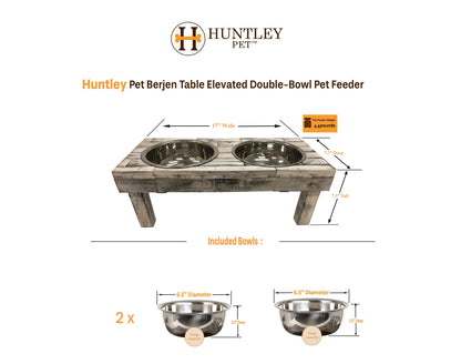 Huntley Pet Berjen Table Elevated Double Bowl Pet Feeder, Brown Wash - Tampa Home & Garden Store