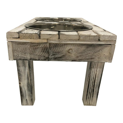 Huntley Pet Berjen Table Elevated Double Bowl Pet Feeder, White Wash - Tampa Home & Garden Store