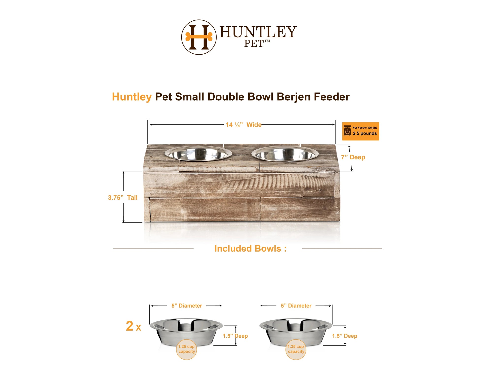 Huntley Pet Elevated Dog and Cat Double Bowl Feeder - Tampa Home & Garden Store
