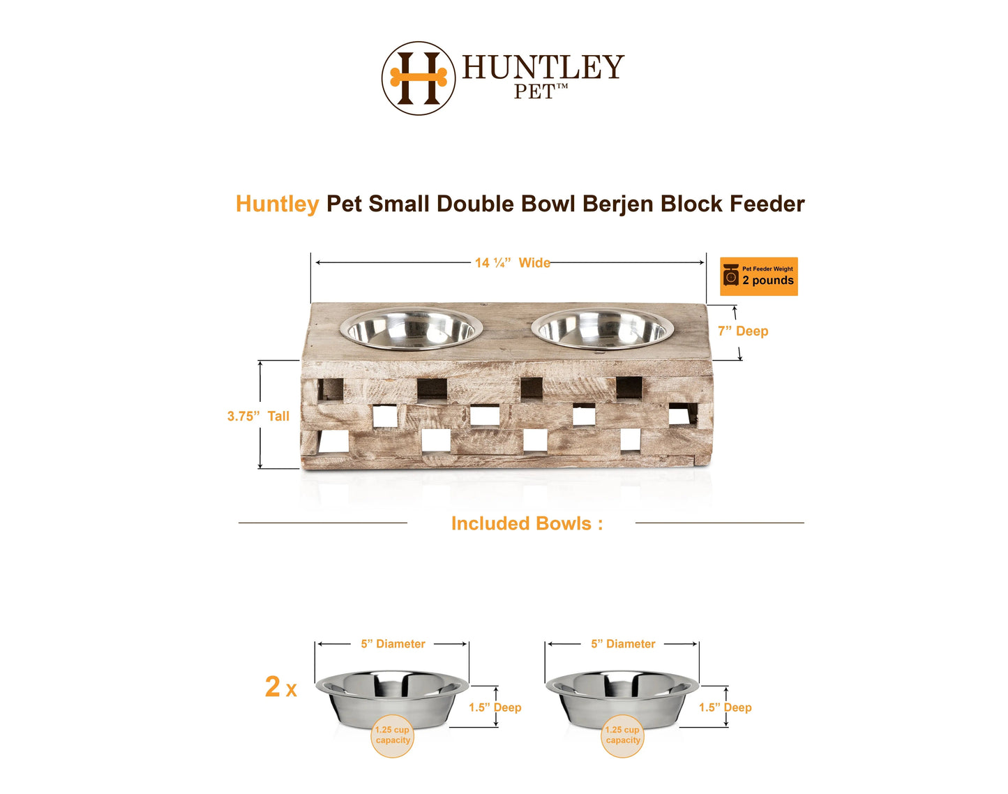 Huntley Pet Elevated Dog and Cat Double Bowl Feeder - Tampa Home & Garden Store