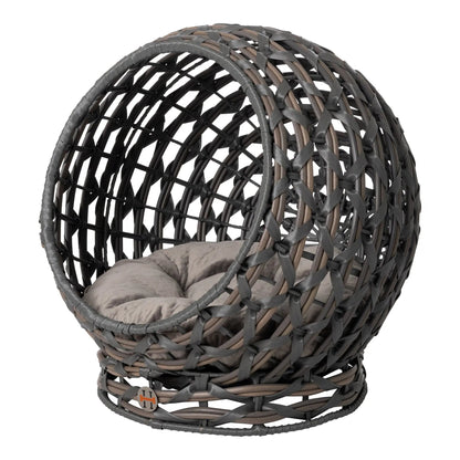 Huntley Pet Hemisphere Rattan Pet Bed, Elevated With Cushion - Tampa Home & Garden Store