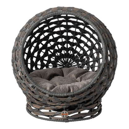 Huntley Pet Hemisphere Rattan Pet Bed, Elevated With Cushion - Tampa Home & Garden Store