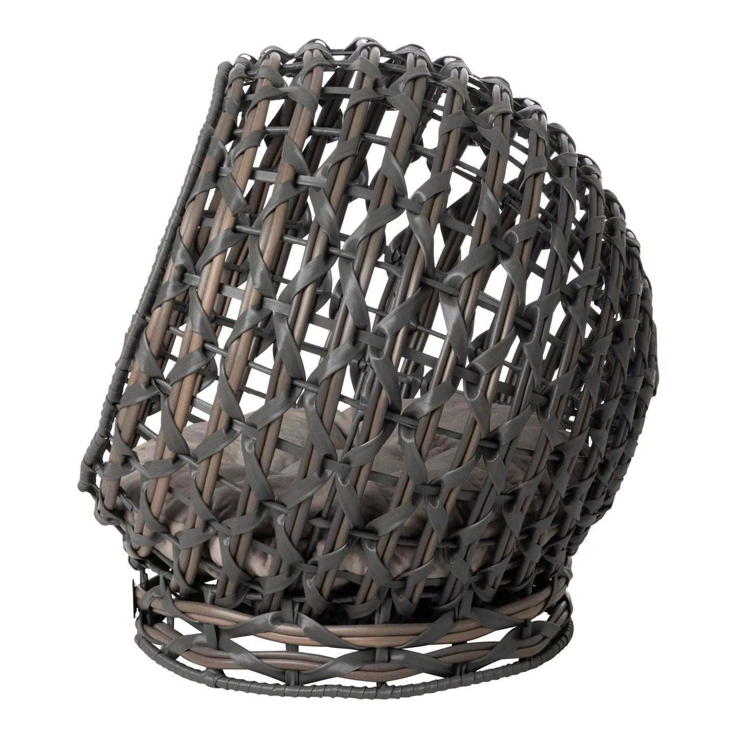 Huntley Pet Hemisphere Rattan Pet Bed, Elevated With Cushion - Tampa Home & Garden Store