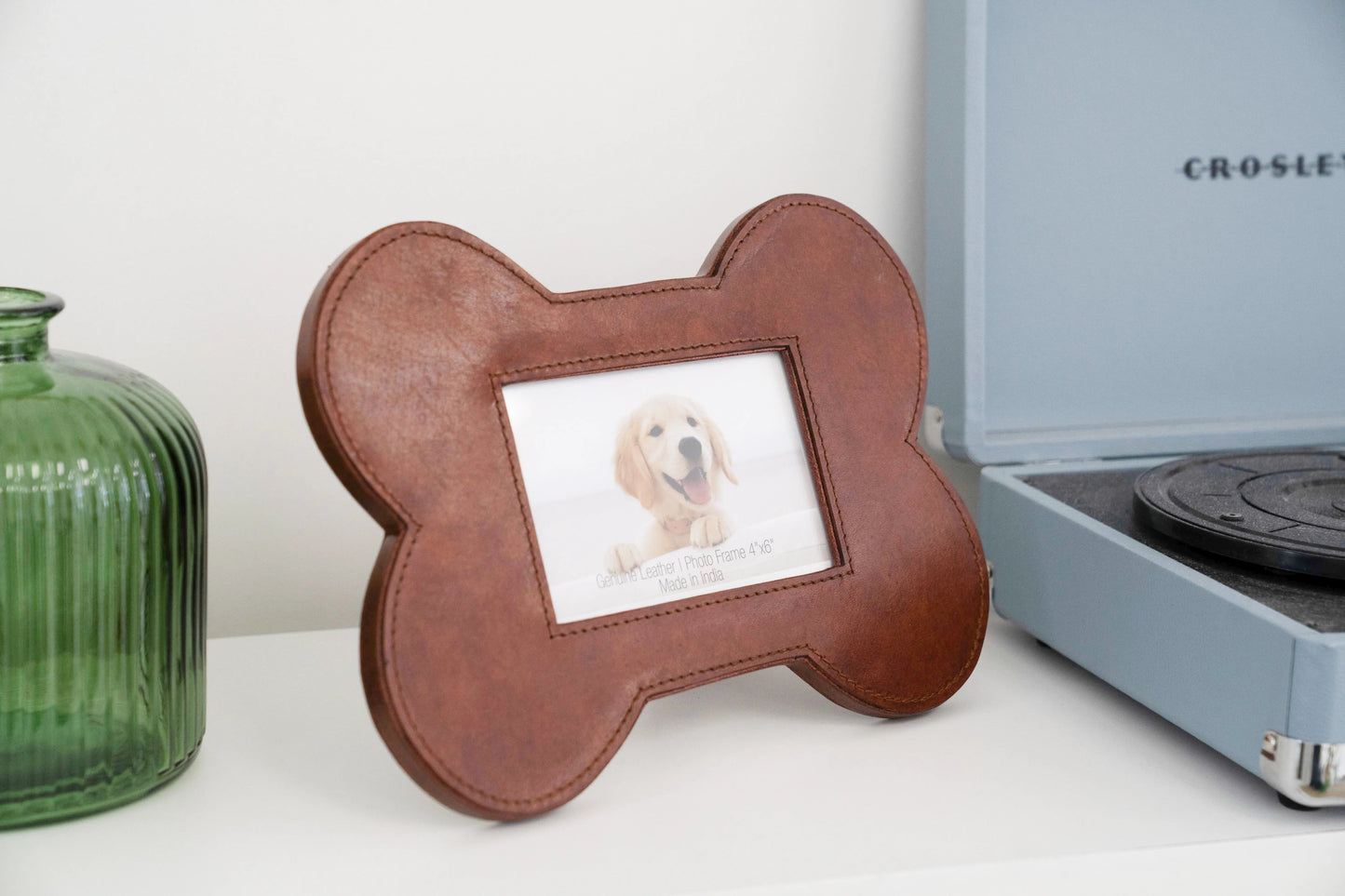 Huntley Pet Leather Bone Shaped Picture Frame, 4x6 - Tampa Home & Garden Store