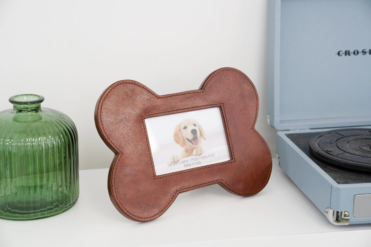 Huntley Pet Leather Bone Shaped Picture Frame, 4x6 - Tampa Home & Garden Store