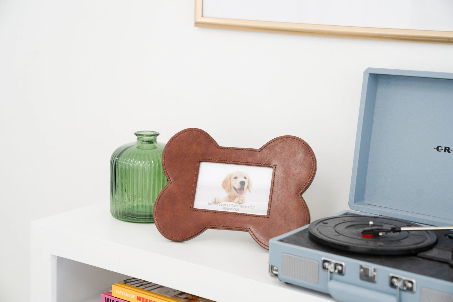 Huntley Pet Leather Bone Shaped Picture Frame, 4x6 - Tampa Home & Garden Store