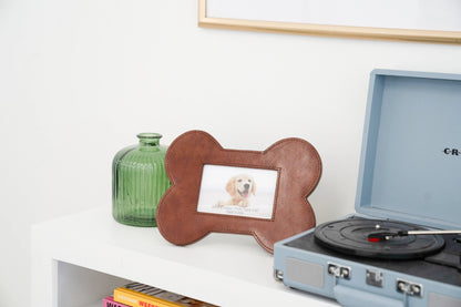 Huntley Pet Leather Bone Shaped Picture Frame, 4x6 - Tampa Home & Garden Store