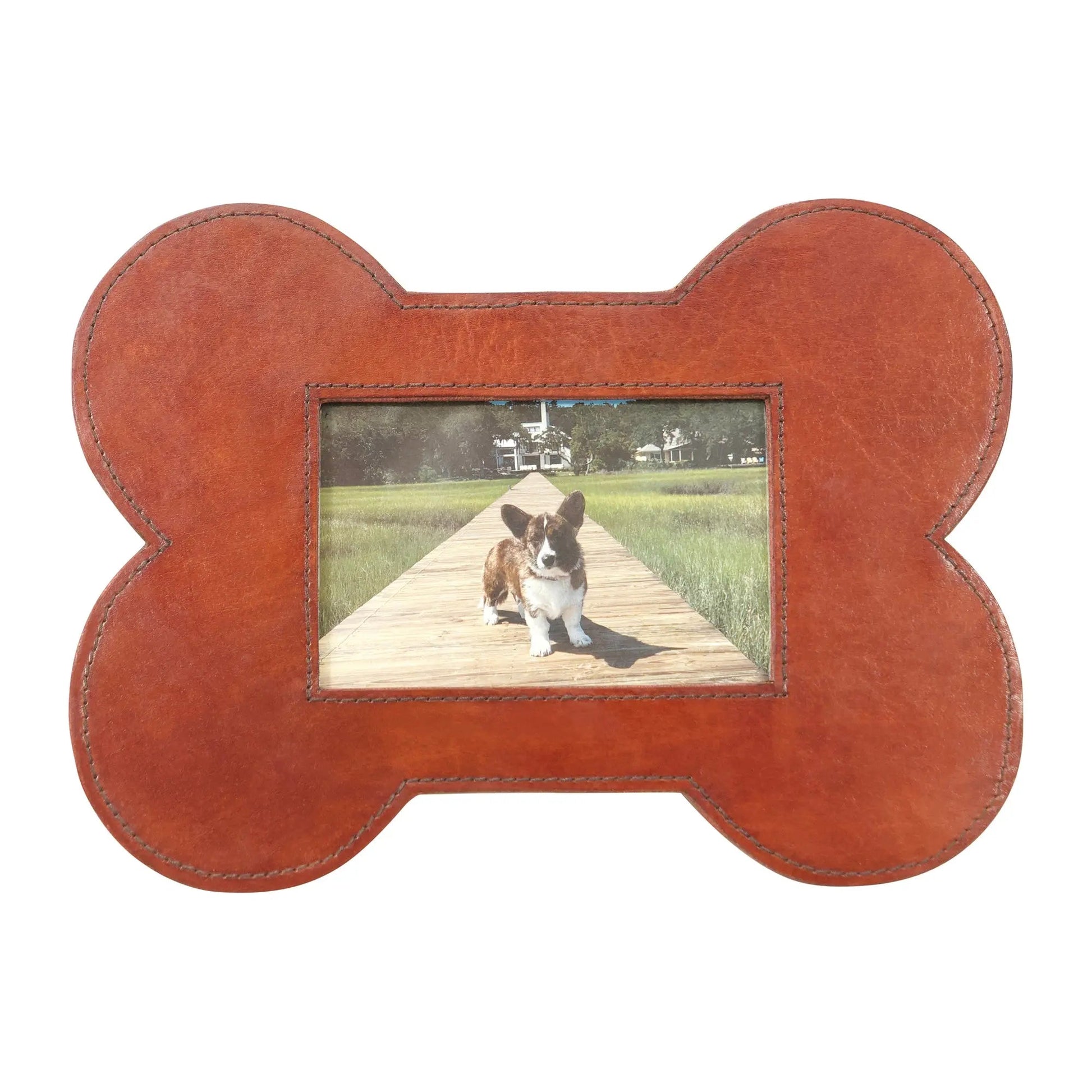 Huntley Pet Leather Bone Shaped Picture Frame, 4x6 - Tampa Home & Garden Store