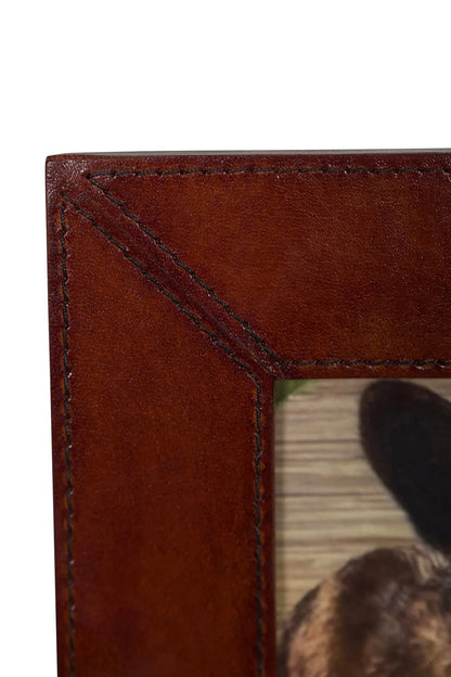 Huntley Pet Leather Picture Frame with Silver Bone Accent - Tampa Home & Garden Store